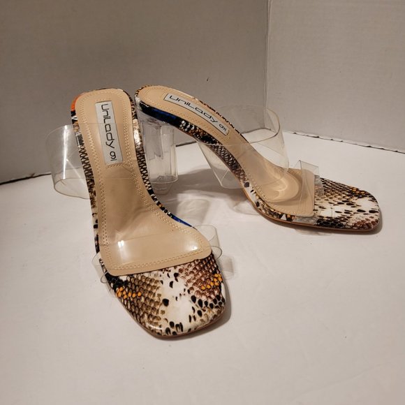 Unilady Womens Transparent Block Heel Multicolor Sandals Size 9 - Picture 2 of 10